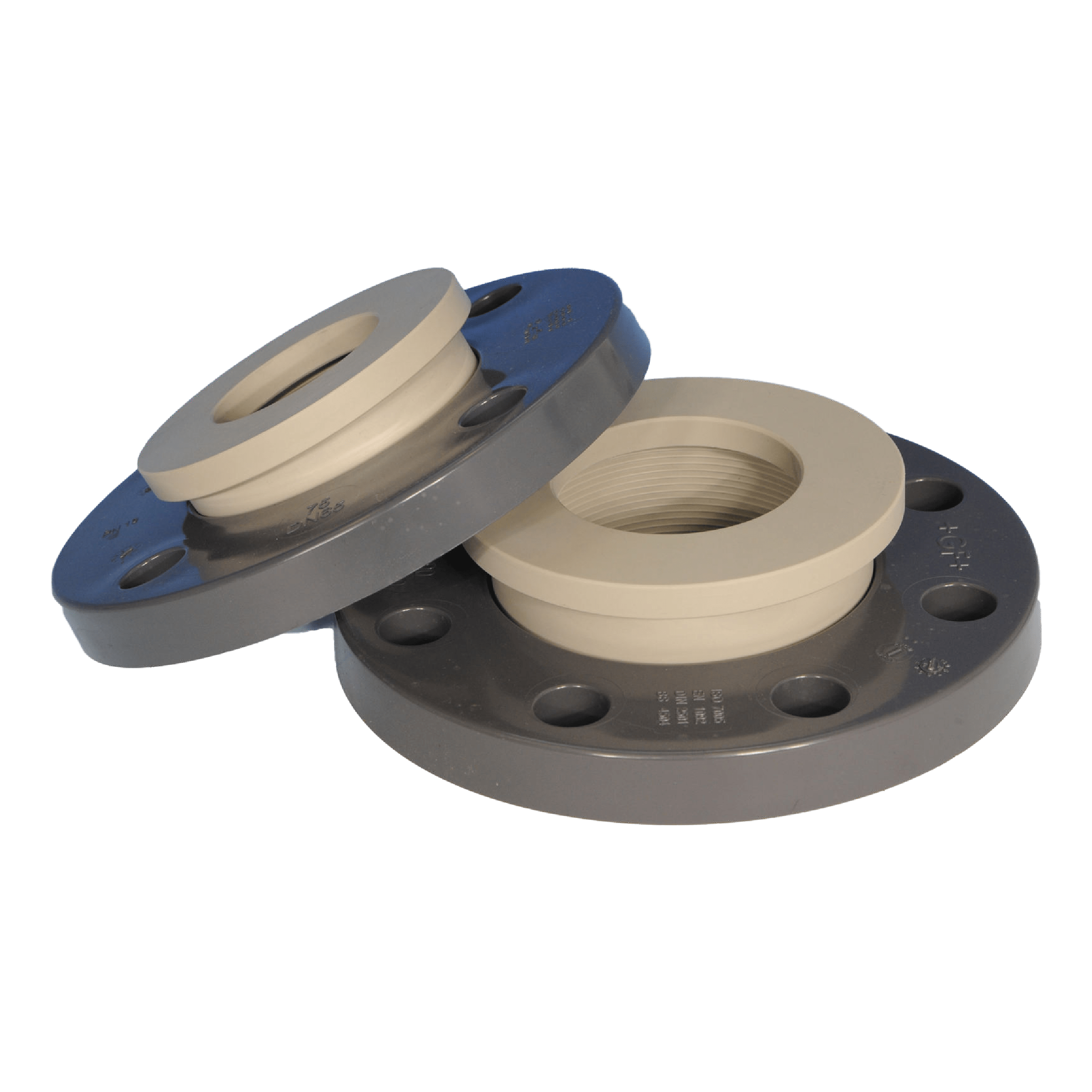 DIN or ANSI flanges for plastic (PP/PVDF) and metallic (AISI316) pumps